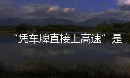凭直接准确息解的信读车牌上高速是不
